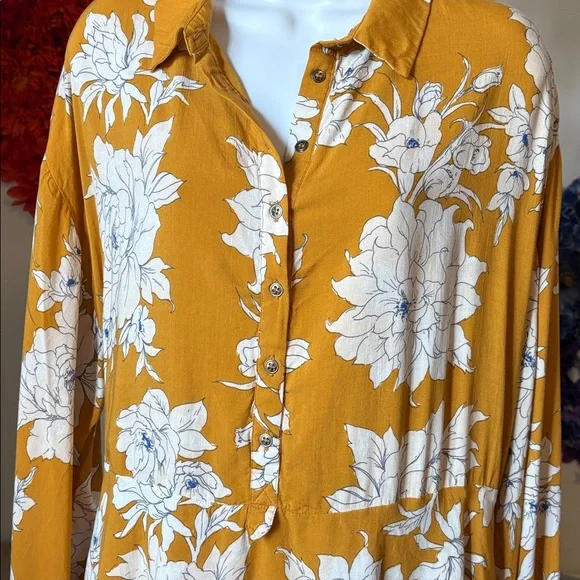 Free People Mustard Floral Mini Dress maanfacturer flaw - Picture 10 of 16